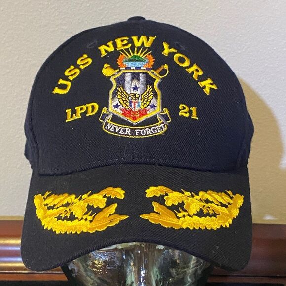 USS New York United States Navy Transport Dock Military Embroidered Cap OSFM - Picture 2 of 9